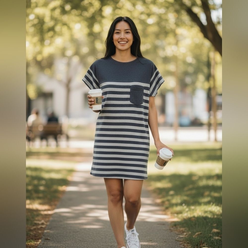 Striped Gray Tee Dress